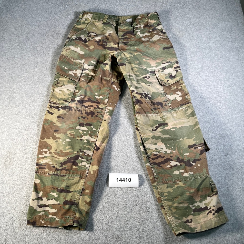 Vintage US Army Combat Uniform Pants Men 31 Green Camouflage Flat Front Military